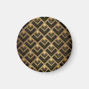 Art Deco Black Guld: Geometric Magnet