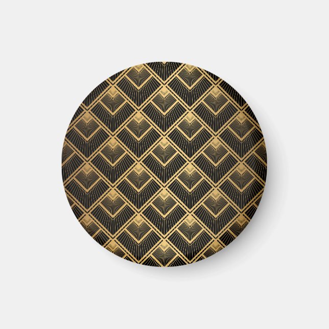 Art Deco Black Guld: Geometric Magnet (Framsidan)