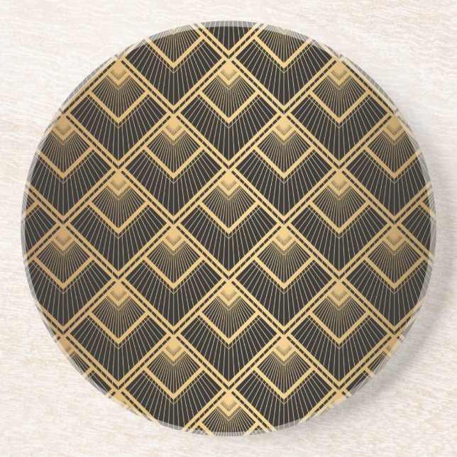 Art Deco Black Guld: Geometric Underlägg (Framsidan)