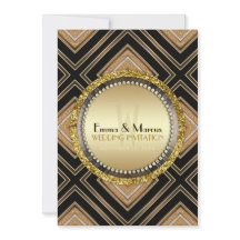 Art Deco Black Guld Geometry Bröllop Speciell händ