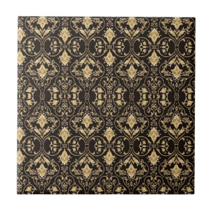 Art Deco Black Guld Kakelplatta