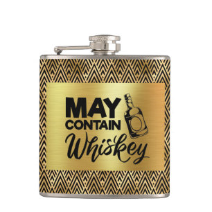Art Deco Black & Guld - Kan innehålla Whiskey Fickplunta