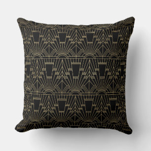 Art Deco Black Guld Kudde