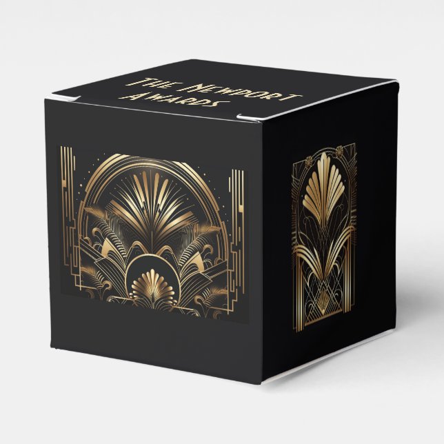 Art-Deco Black & Guld Party favors Personlig Fa Presentaskar (Framsidan Sidan)