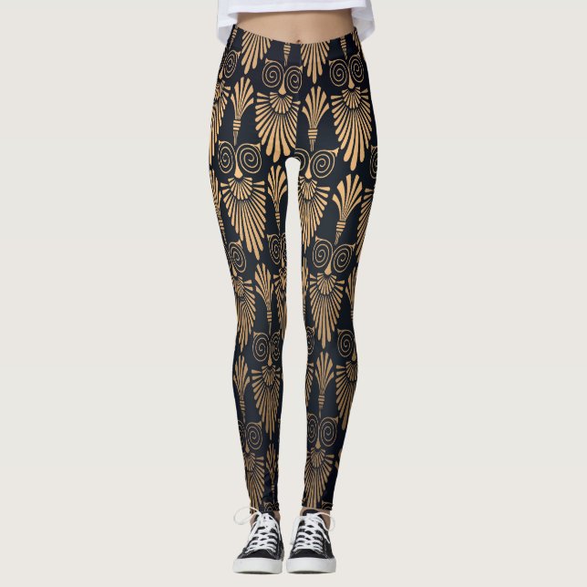 Art Deco Black Guld: Retro. Leggings (Framsida)