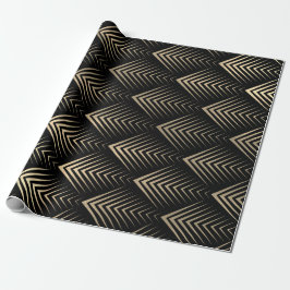 Art Deco Black Guld Sepia Scales Geometry Presentpapper
