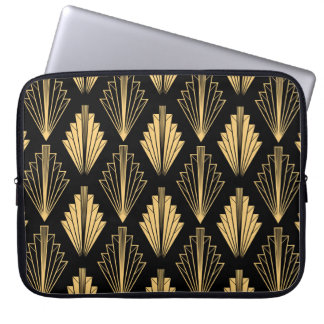Art Deco Black Guld: Sömlös Laptop Fodral