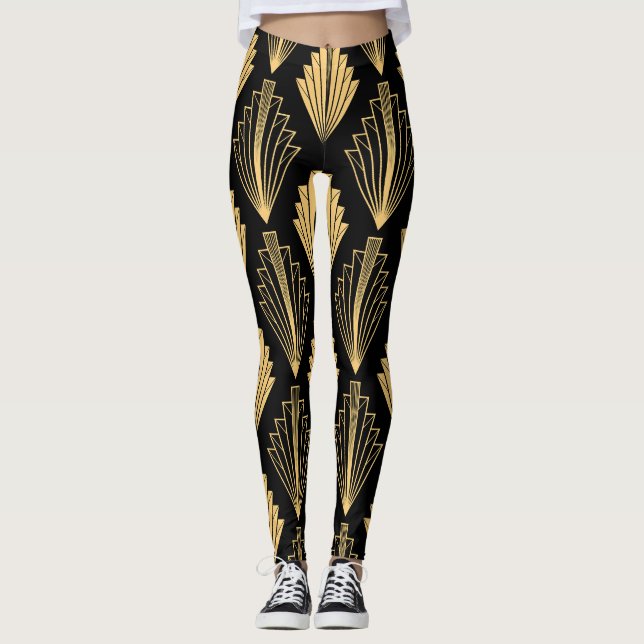 Art Deco Black Guld: Sömlös Leggings (Framsida)