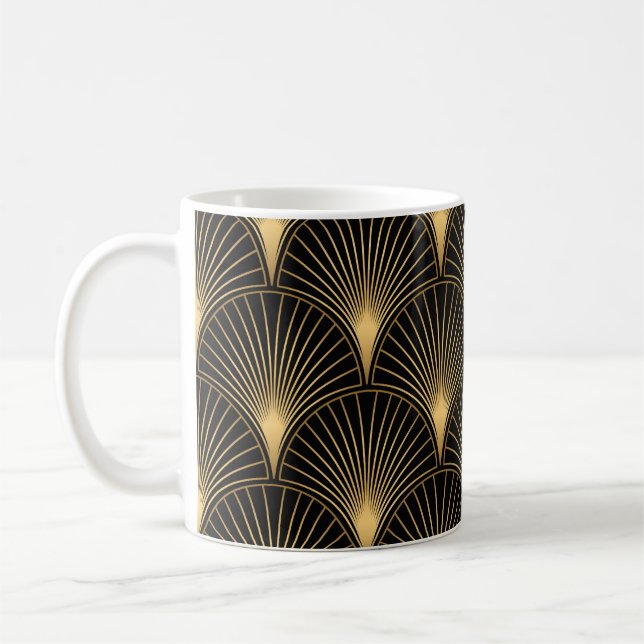 Art Deco Black Guld: Sömlös lyx Kaffemugg (Vänster)