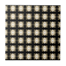 Art Deco Black Guld White Graphic Mönster Kakelplatta