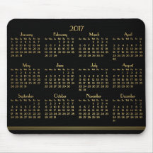 Art Deco Black Guld Yarly Calendar 2017 Mousepad
