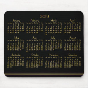Art Deco Black Guld Yarly Calendar 2019 Mousepad Musmatta