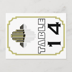 Art Deco Black gult bröllop bordsnummer