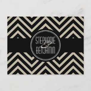Art Deco Black och Beige Chevron Mönster Meddelande Vykort