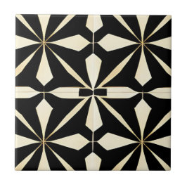 Art Deco Black och Cream Kakelplatta
