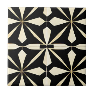 Art Deco Black och Cream Kakelplatta