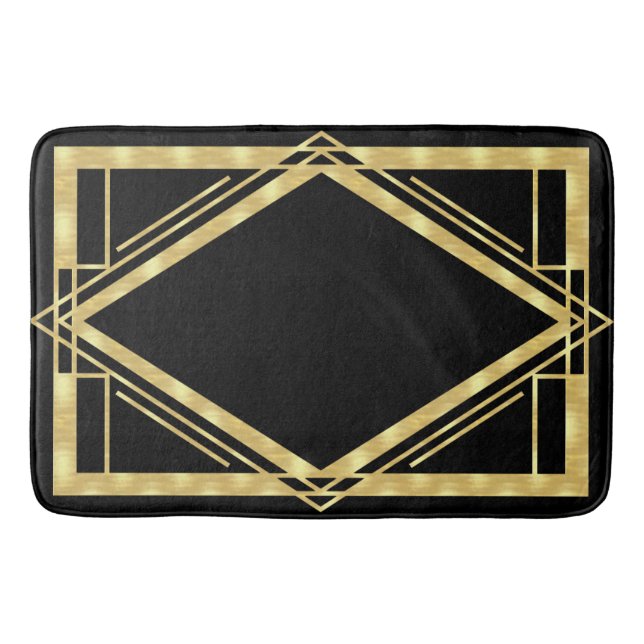 Art Deco Black och Guld Badrumsmatta (Framsidan)