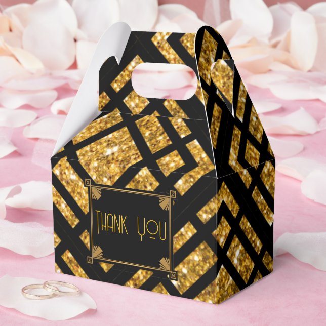 Art Deco Black och Guld Bröllop Gable-favoritruta Presentaskar (Bröllop)