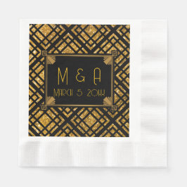 Art Deco Black och Guld Bröllop Lunch Napkins Pappersservett