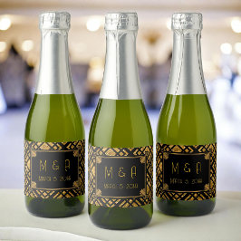 Art Deco Black och Guld Bröllop Mini Vin
