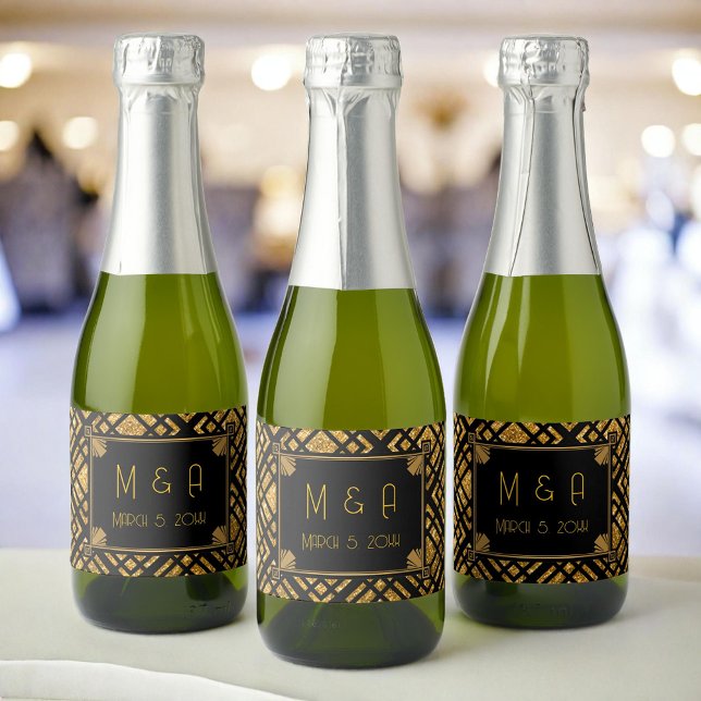 Art Deco Black och Guld Bröllop Mini Vin (Skapare uppladdad)