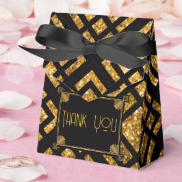Art Deco Black och Guld Bröllop Tält Favoritbox Presentaskar