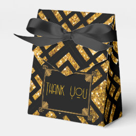 Art Deco Black och Guld Bröllop Tält Favoritbox Presentaskar