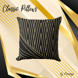Art Deco Black och Guld Dekorativ kudde