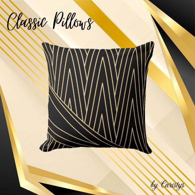 Art Deco Black och Guld Dekorativ kudde (Skapare uppladdad)