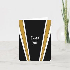Art Deco Black och Guld Design Bröllop Tack Kort