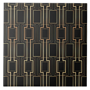 Art deco Black och guld Kakelplatta