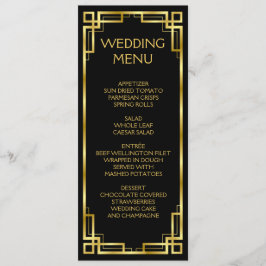 Art Deco Black och Guld Menu för Bröllop Meny