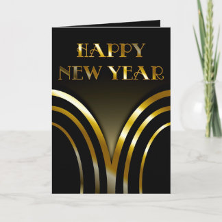 Art Deco Black och Guld New Yards Card Helgkort