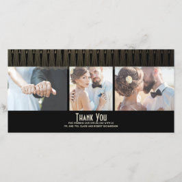 Art Deco Black och Guld Photo Bröllop Tack Kort