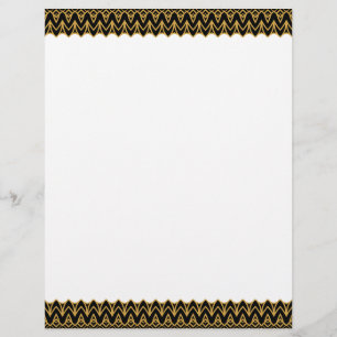 Art Deco Black och Guld Scalloped Gräns Brevhuvud