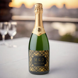 Art Deco Black och Guld Vin Flaska