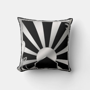 Art Deco Black och Silver Design Dekorativ kudde