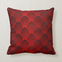 Art Deco Black Red Metallic Geometric Scales