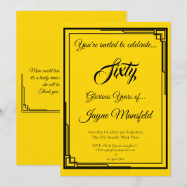 Art Deco Black vid Guld Födelsedagsfest inbjudan