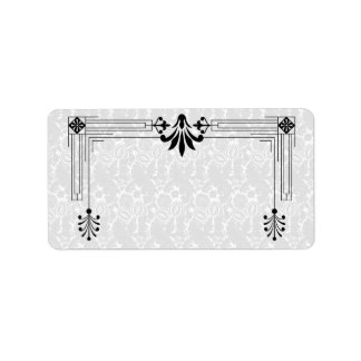 Art Deco Black White Blank-brevsetikett Adressetikett