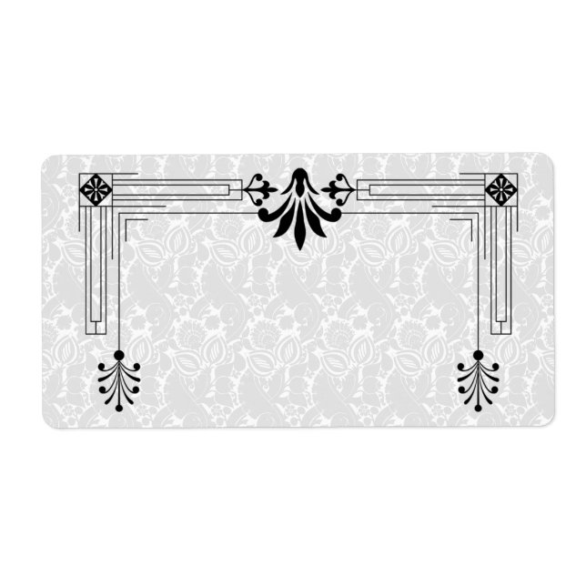 Art Deco Black White Blank-brevsetikett Adressetikett (Framsidan)
