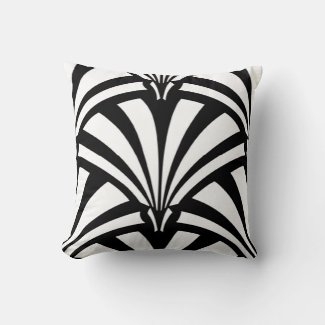 Art Deco Black & White Dekorativ kudde (Framsida)
