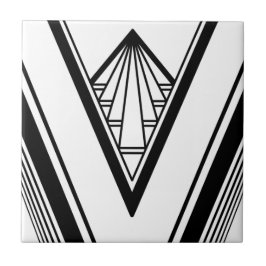 Art Deco Black White-Elegant Geometric Crisp Kakelplatta