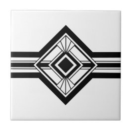 Art Deco Black White Elegant Geometric Gräns Kakelplatta