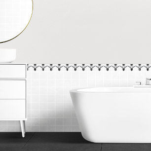 Art Deco Black White Elegant Geometric Gräns Kakelplatta
