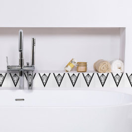 Art Deco Black White Elegant V Shape Snyggt Crisp Kakelplatta