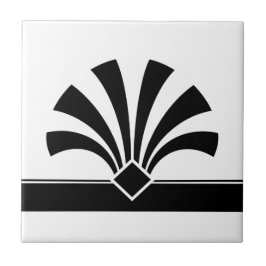 Art Deco Black White Geometric Flower Inslag 06 Kakelplatta