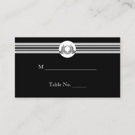 Art Deco Black White Medallion Bröllop-ortkort Placeringskort