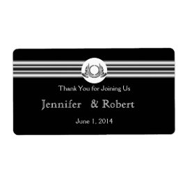 Art Deco Black White Medallion Vattenflaska Label Fraktsedel