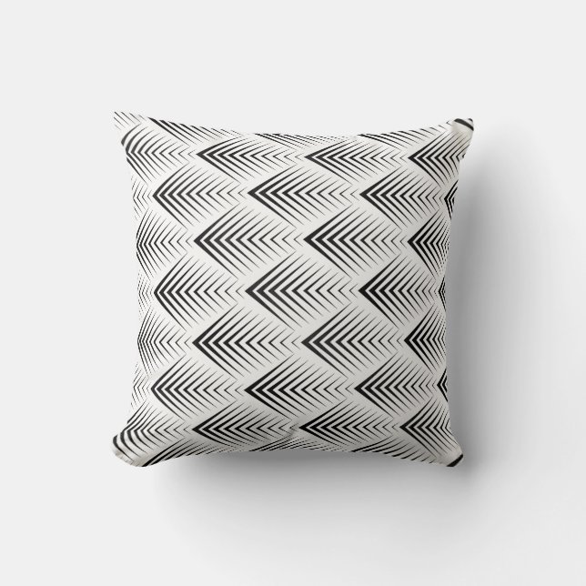Art Deco Black White Minimal Geometric Arrows Kudde (Framsida)